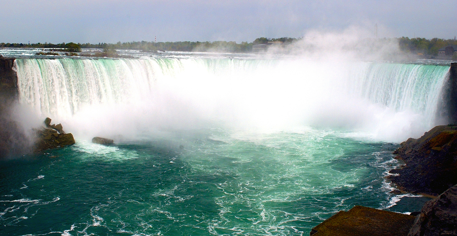 Beautiful Niagara falls with copyspace at the top